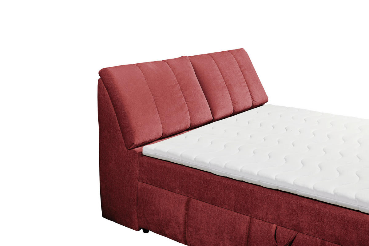 BOXBETT 180/200 cm,  in Rot, gepolstertes Kopfteil, Bettkasten, Topper,  - Rot/Schwarz, MODERN, Holzwerkstoff/Kunststoff (180/200cm) - MID.YOU