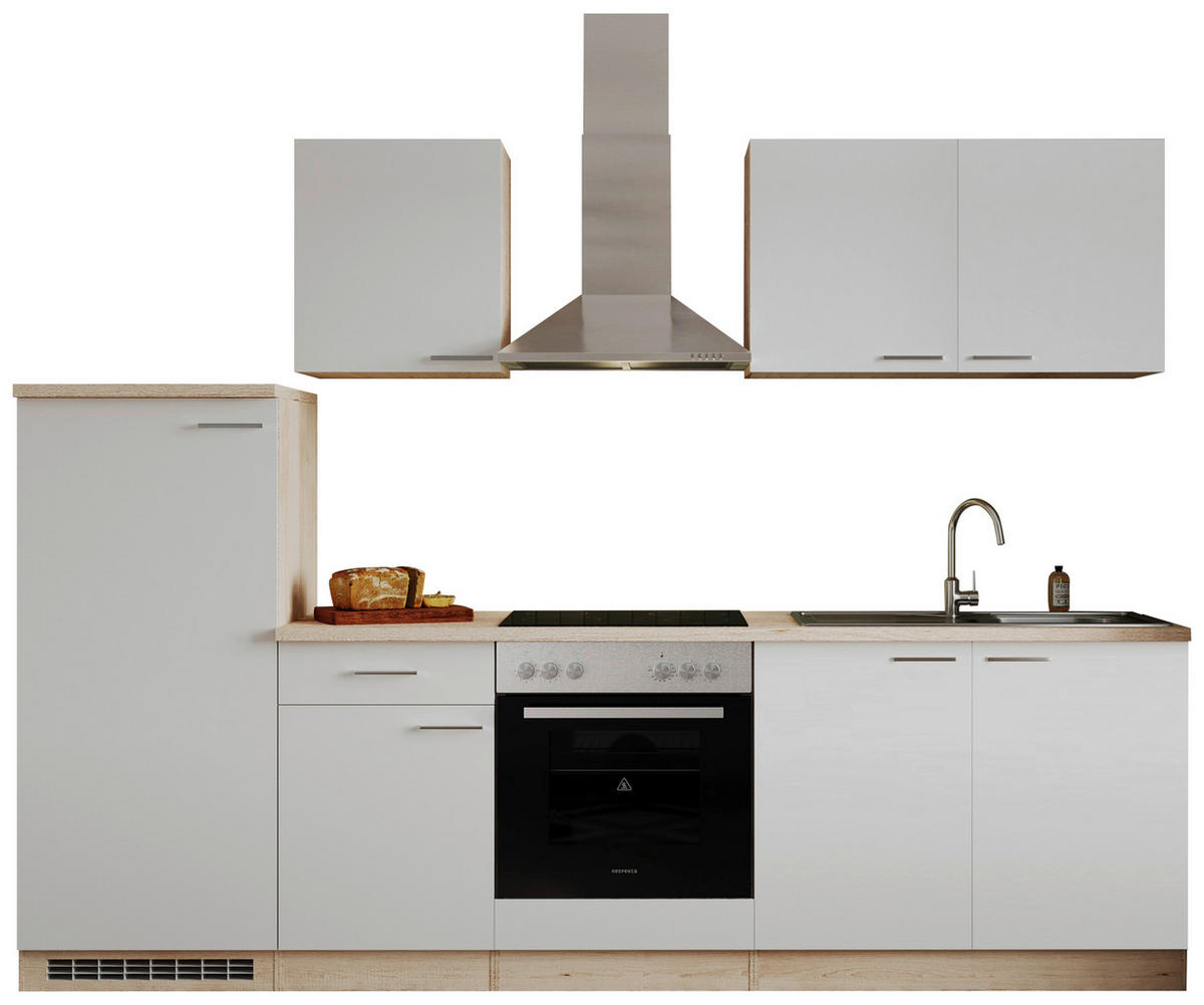 KUHINJSKI BLOK - barve hrasta/bela, Basics, leseni material (270cm) - Respekta