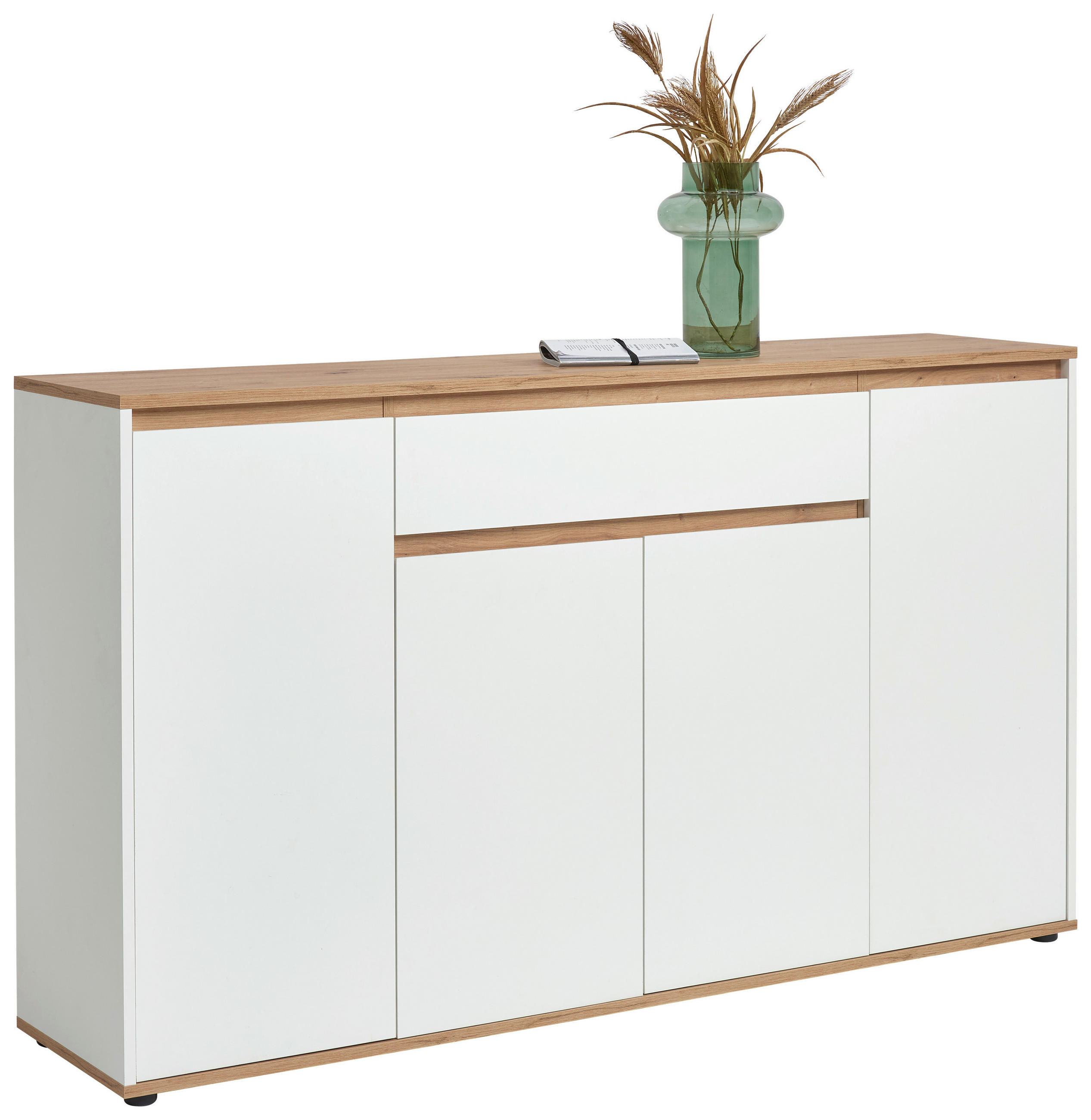 SIDEBOARD 160/93/38 cm  in Weiß, Eiche Artisan  - Weiß/Eiche Artisan, MODERN, Holzwerkstoff (160/93/38cm) - Carryhome
