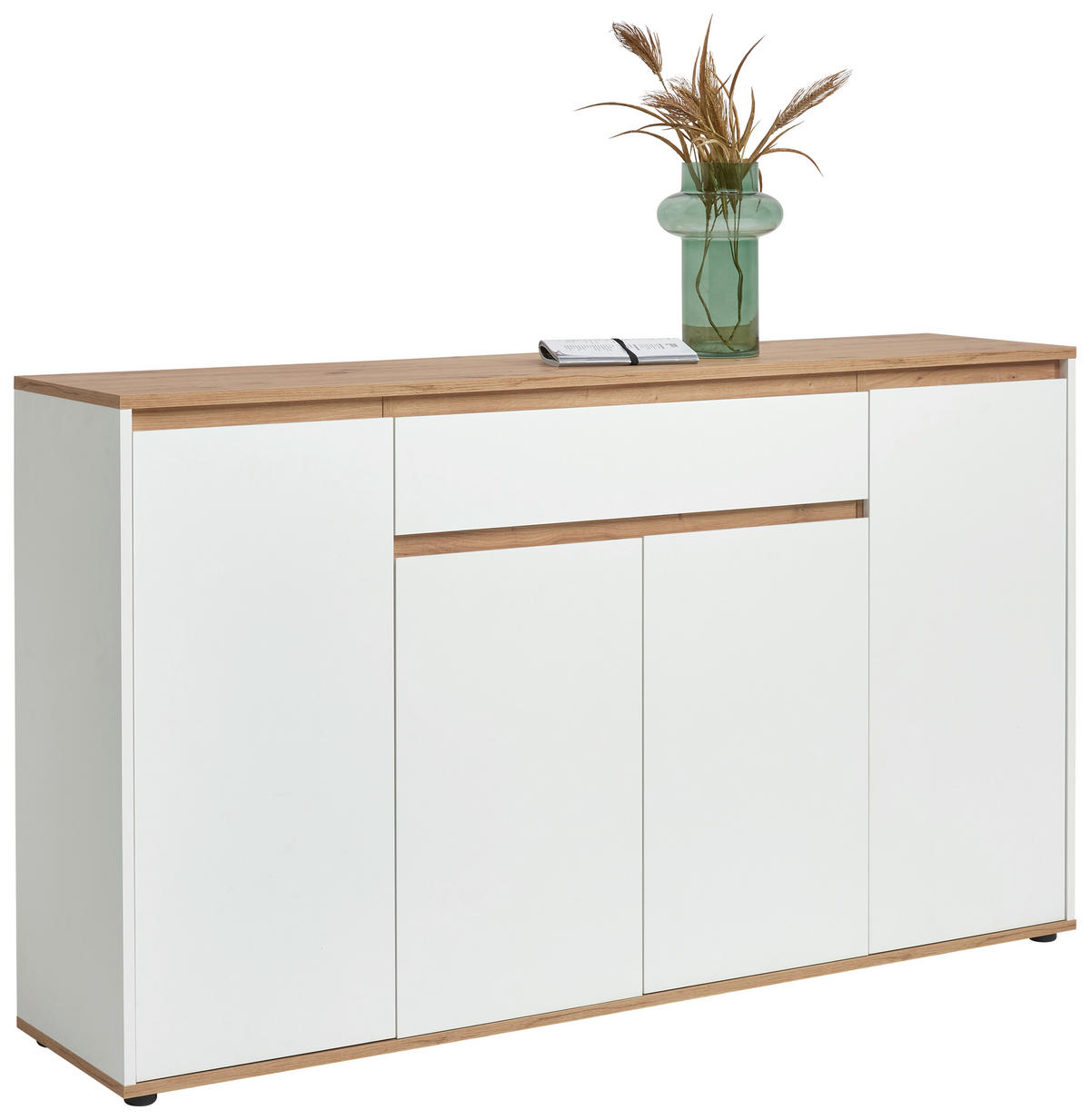 KOMODA, bela, hrast artisan  - bela/hrast artisan, Moderno, leseni material (160/93/38cm) - Carryhome