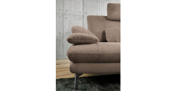 ECKSOFA in Velours Hellbraun 284/184 cm - Hellbraun/Schwarz, Design, Textil/Metall (284/184cm) - Dieter Knoll