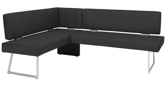 ECKBANK 137/219 cm  in Schwarz, Edelstahlfarben  - Edelstahlfarben/Schwarz, Design, Textil/Metall (137/219cm) - Dieter Knoll