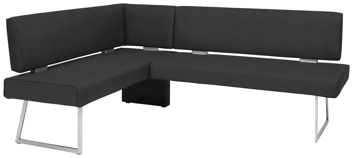 ECKBANK 137/219 cm  in Schwarz, Edelstahlfarben  - Edelstahlfarben/Schwarz, Design, Textil/Metall (137/219cm) - Dieter Knoll