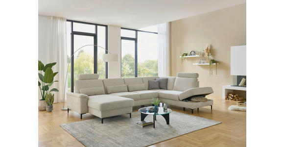 WOHNLANDSCHAFT Dieter Knoll Greige Chenille  - Greige/Schwarz, Design, Textil/Metall (175/349/235cm) - Dieter Knoll