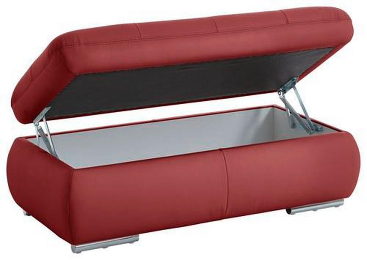 HOCKER in Leder Rot  - Edelstahlfarben/Rot, Design, Leder/Metall (129/49/64cm) - Beldomo Speed