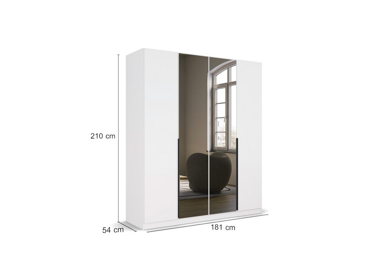 DREHTÜRENSCHRANK in Weiss  - Weiss/Grau, Modern, Holzwerkstoff/Metall (181/210/54cm) - Rauch Möbel