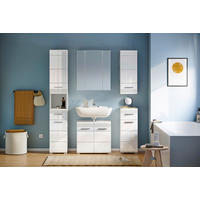 BADEZIMMER 5-teilig  in  - Weiß Hochglanz/Silberfarben, MODERN, Glas/Holzwerkstoff (120cm) - MID.YOU