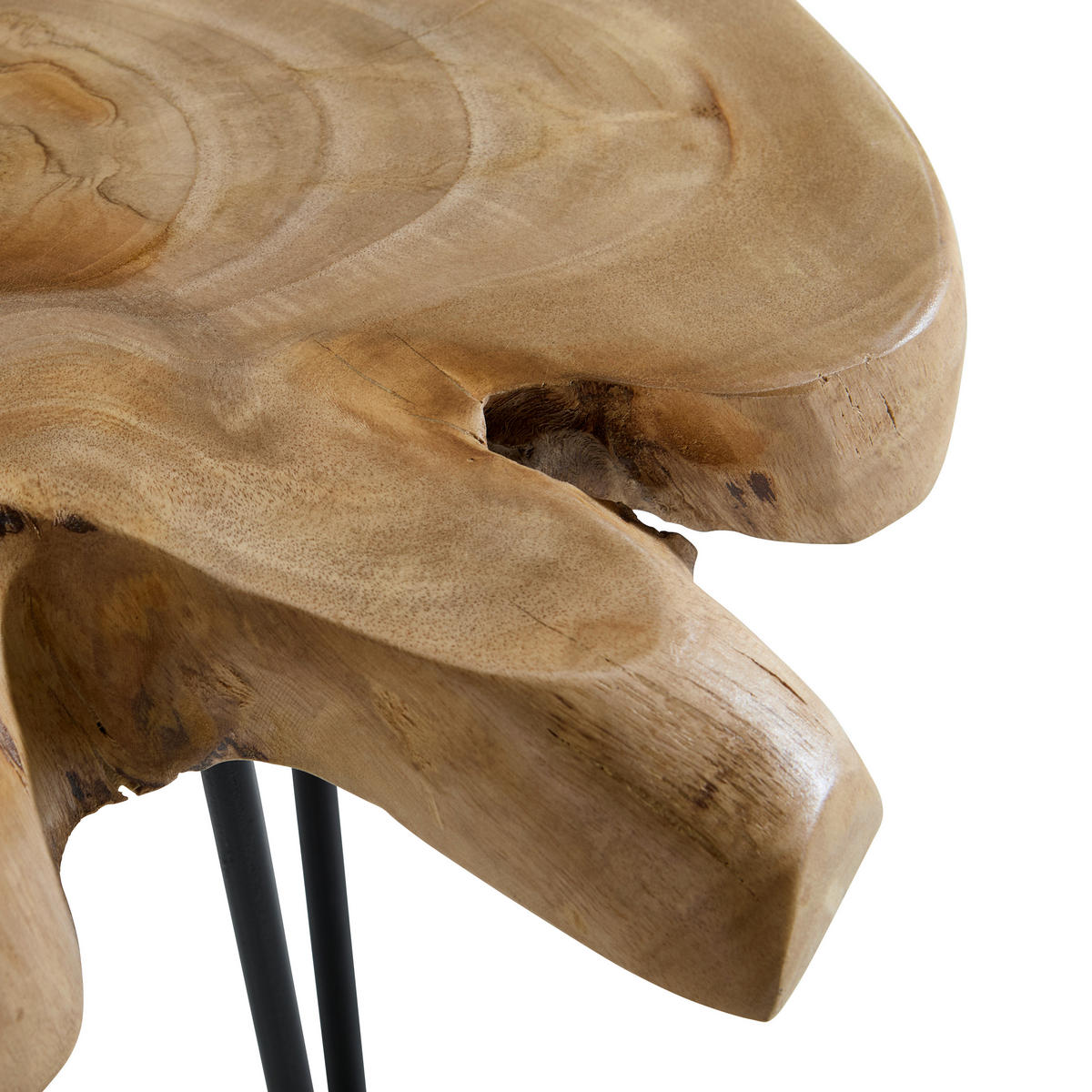 ODKLÁDACÍ STOLEK, teakové dřevo, přírodní barvy, černá - černá/přírodní barvy, Design, kov/dřevo (50/46/45cm) - Livetastic