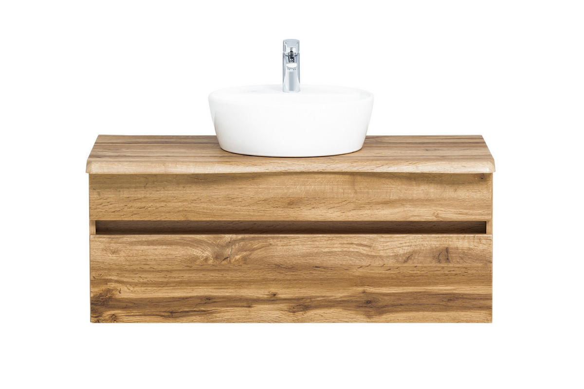 WASCHTISCHKOMBI 101 cm  - Eiche Wotan/Weiß, Natur, Keramik/Holzwerkstoff (101cm) - Xora