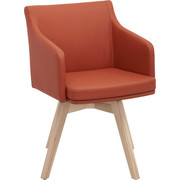 STUHL in Holz, Leder Eschefarben, Orange - Eschefarben/Orange, Natur, Leder/Holz (56/82,5/59cm) - Invivus