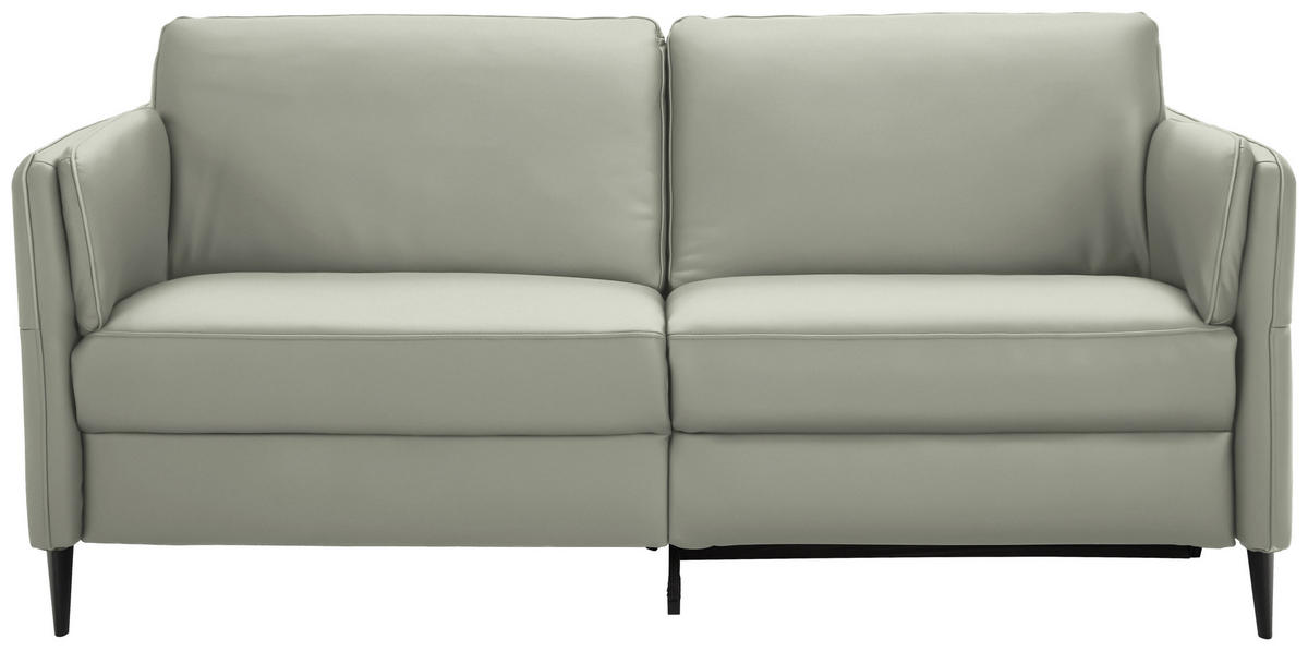 3-SITZER-SOFA in Echtleder Hellgrau  - Hellgrau/Schwarz, Design, Leder/Metall (190/84/99cm) - Dieter Knoll