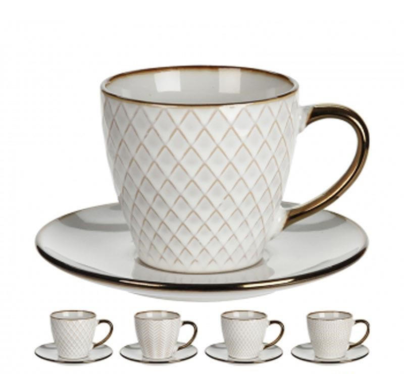 KAFFEKOPP MED FAT    - cremefärgad, Trend, keramik (11,2/8,2/11cm)