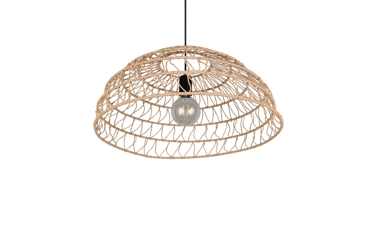 PENDELLEUCHTE 60/150 cm    - Schwarz/Braun, Natur, Papier/Metall (60/150cm)