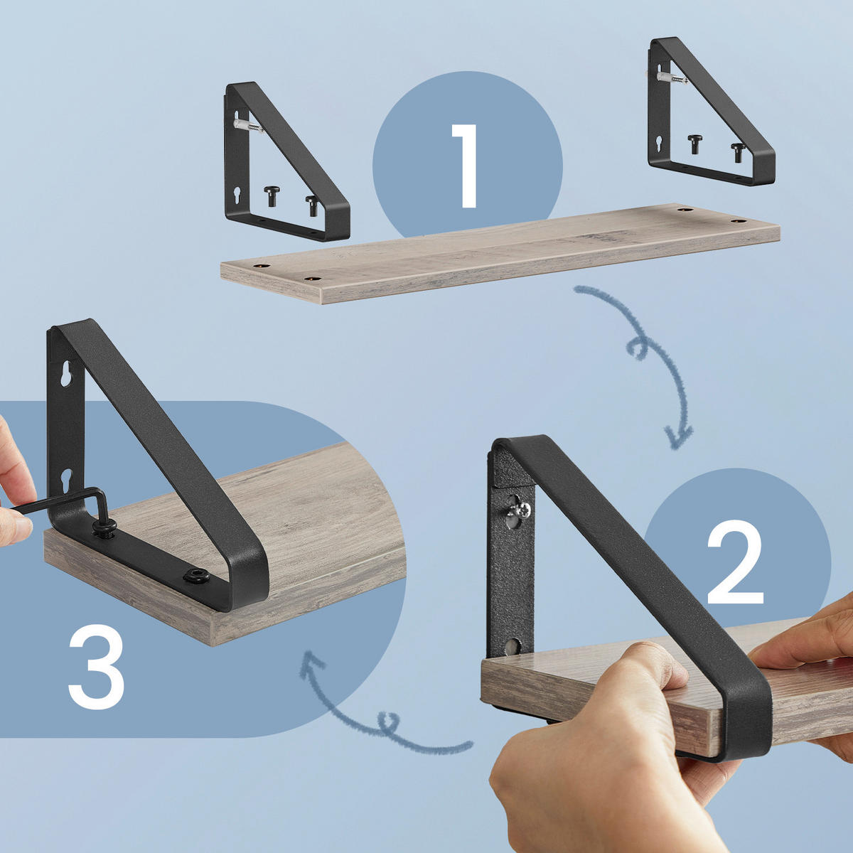 WANDREGALSET Schwarz, Greige  - Greige/Schwarz, MODERN, Holzwerkstoff/Metall (40/11/12cm) - MID.YOU