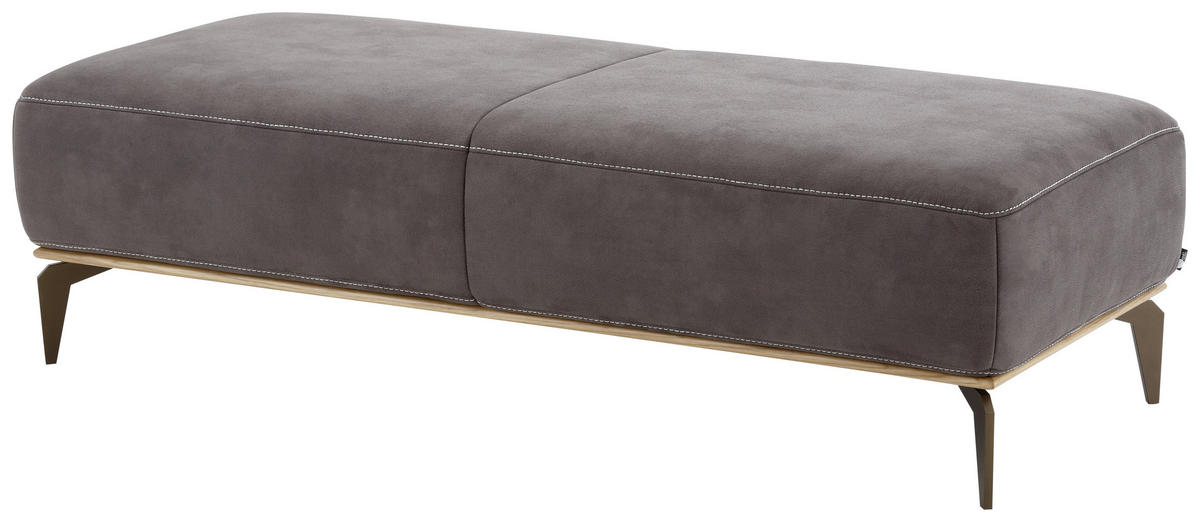 ECKSOFA in Mikrofaser Dunkelgrau  - Dunkelgrau/Beige, Natur, Textil/Metall (298/176cm) - Valnatura
