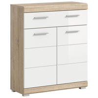 MIDISCHRANK 74/88/31 cm  - Weiß Hochglanz/Eichefarben, MODERN, Holzwerkstoff/Kunststoff (74/88/31cm) - MID.YOU