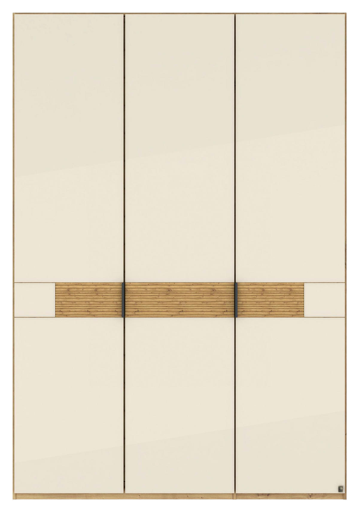 DREHTÜRENSCHRANK 150/216/58 cm,  in Champagner, Eiche Bianco, 3 Tür(en)  - Schieferfarben/Eiche Bianco, Design, Glas/Holz (150/216/58cm) - Musterring