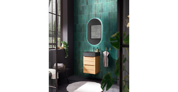 WASCHBECKEN 42/13/42 cm  - Schwarz, Basics, Stein (42/13/42cm) - Linea Natura