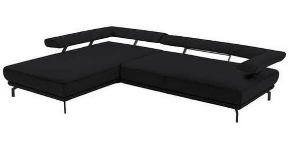 ECKSOFA in Echtleder Schwarz  - Schwarz, Design, Leder/Metall (224/305cm) - Dieter Knoll