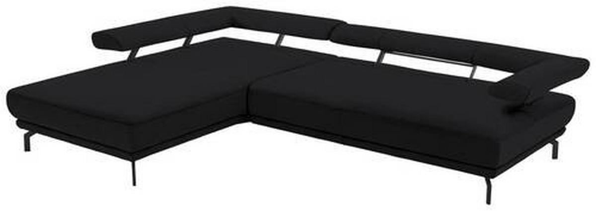ECKSOFA in Echtleder Schwarz  - Schwarz, Design, Leder/Metall (224/305cm) - Dieter Knoll