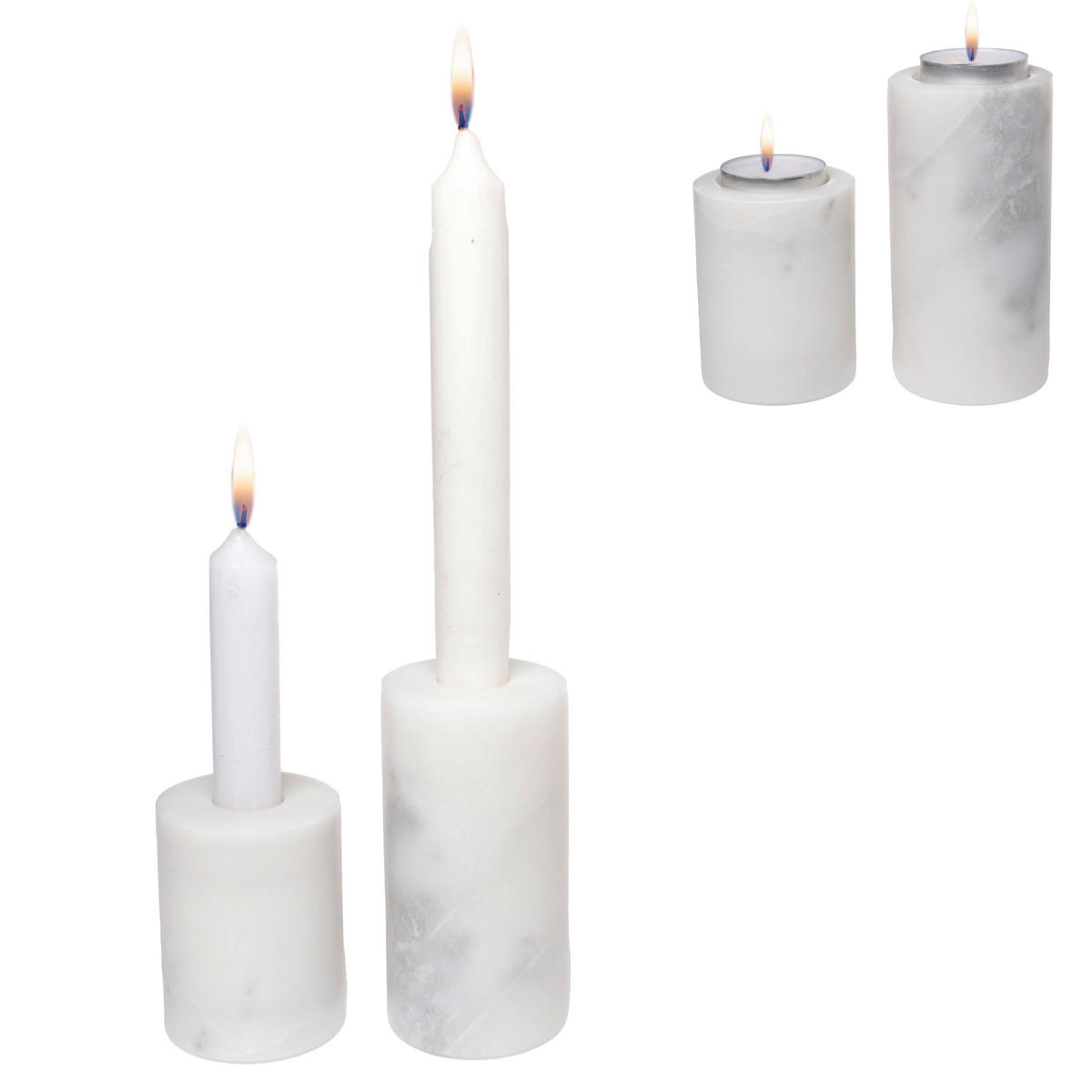 KERZENHALTER - Weiß, Basics, Stein (5/12cm)