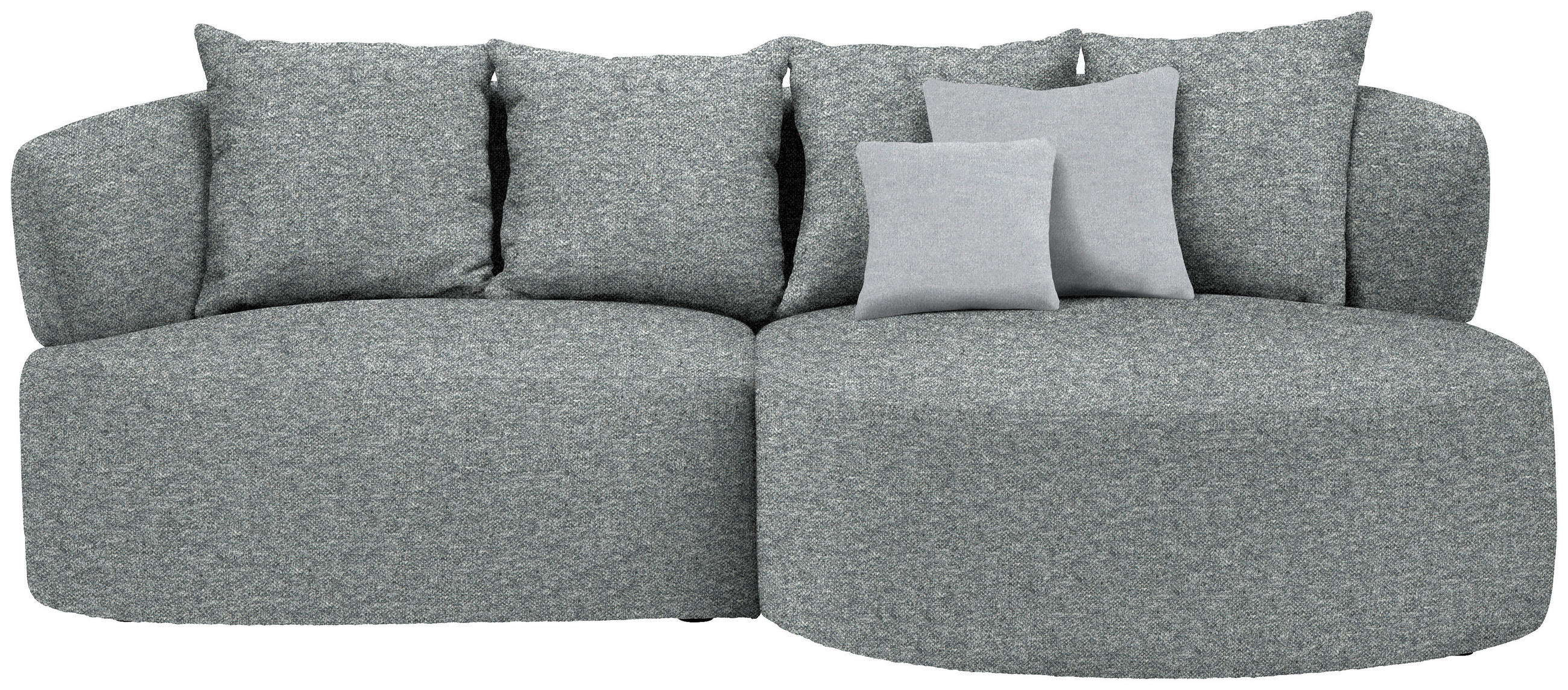 ECKSOFA in Flachgewebe Grau, Grün  235/166 cm  - Hellgrau/Schwarz, MODERN, Kunststoff/Textil (235/166cm) - Hom`in