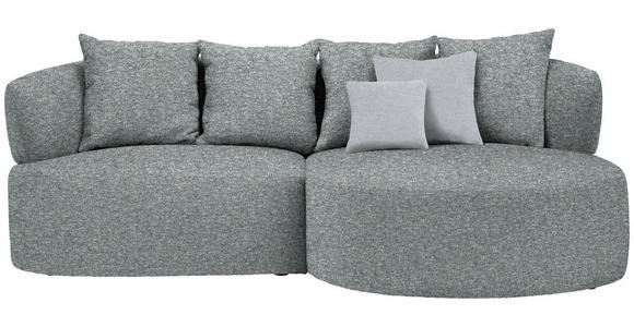 ECKSOFA in Flachgewebe Grau, Grün  - Hellgrau/Schwarz, MODERN, Kunststoff/Textil (235/166cm) - Hom`in