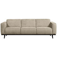 3-SITZER-SOFA Statement Samt Naturfarben  - Schwarz/Naturfarben, Design, Holz/Textil (230/77/93cm) - Livetastic