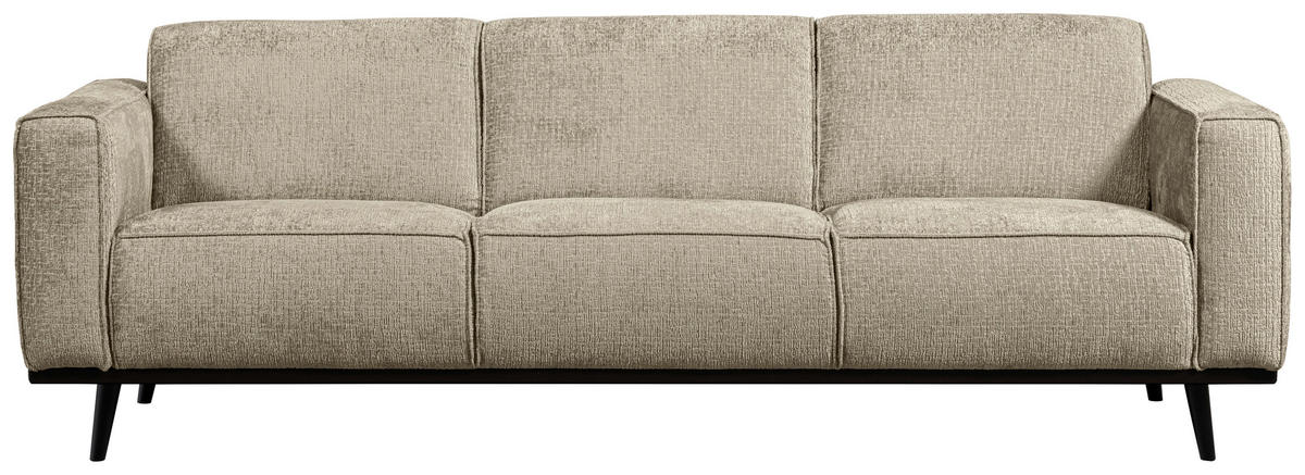 3-SITZER-SOFA Statement Samt Naturfarben  - Schwarz/Naturfarben, Design, Holz/Textil (230/77/93cm) - Livetastic