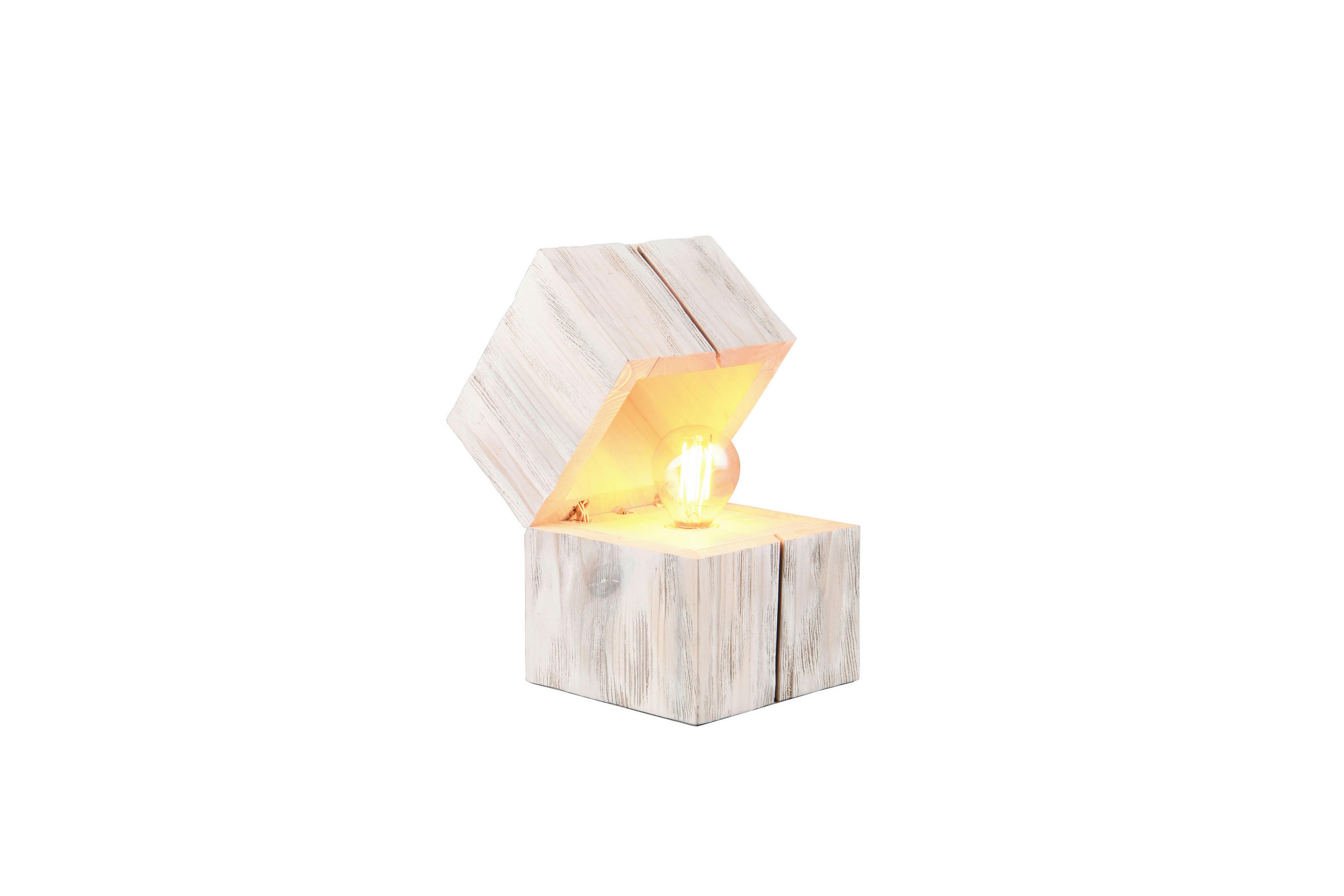 TISCHLEUCHTE Treasure 12/12/16 cm   - Weiß, Trend, Holz (12/12/16cm) - Trio Leuchten