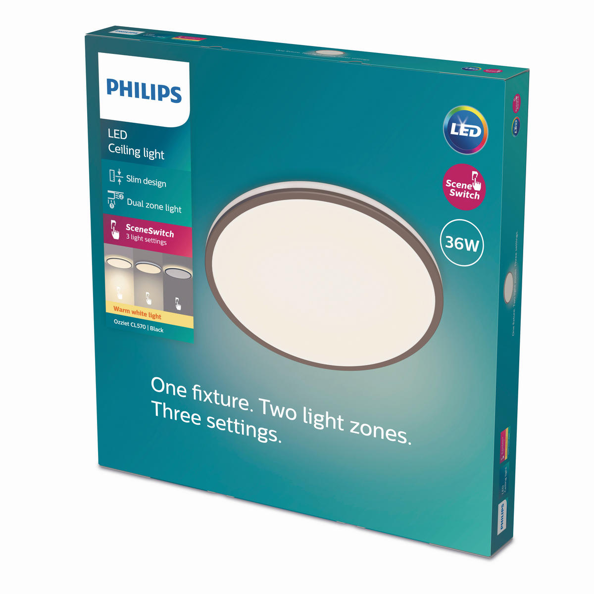 LED-DECKENLEUCHTE Ozziet 5,5/50/5,5 cm   - Schwarz, Basics, Metall (5,5/50/5,5cm) - Philips