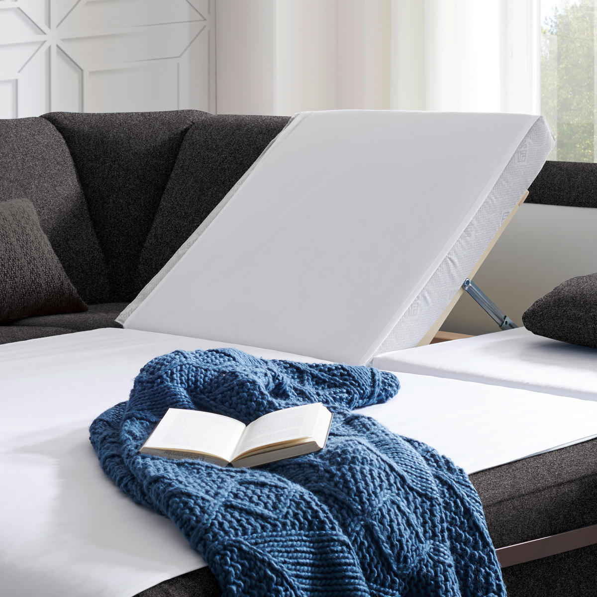 WOHNLANDSCHAFT in Chenille Dunkelbraun  - Dunkelbraun/Alufarben, KONVENTIONELL, Kunststoff/Textil (158/322/236cm) - Sedda