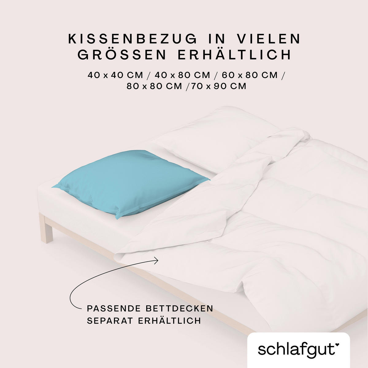 KOPFKISSENBEZUG WOVEN SATIN 80/80 cm  - Hellblau, Basics, Textil (80/80cm) - Schlafgut