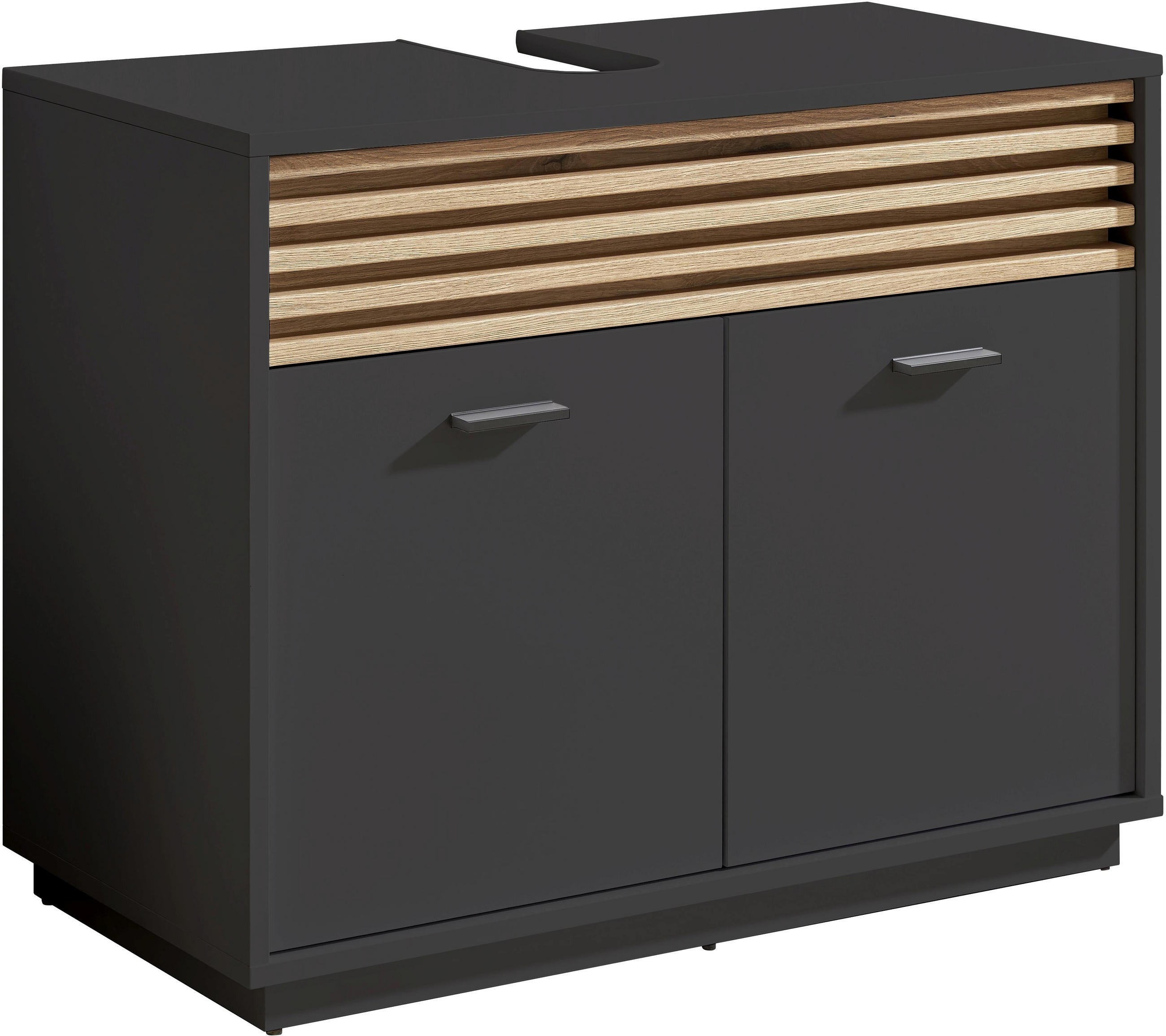 WASCHBECKENUNTERSCHRANK 80/64/40 cm  - Eichefarben/Anthrazit, KONVENTIONELL, Holzwerkstoff/Kunststoff (80/64/40cm) - home24