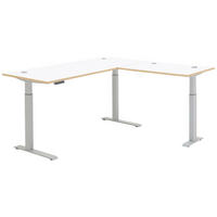 PISAĆI STOL KUTNI  srebrne boje, bijela, hrast Artisan  metal, drvni materijal  - bijela/srebrne boje, Konvencionalno, drvni materijal/metal (185/100/72/77/67cm) - MID.YOU