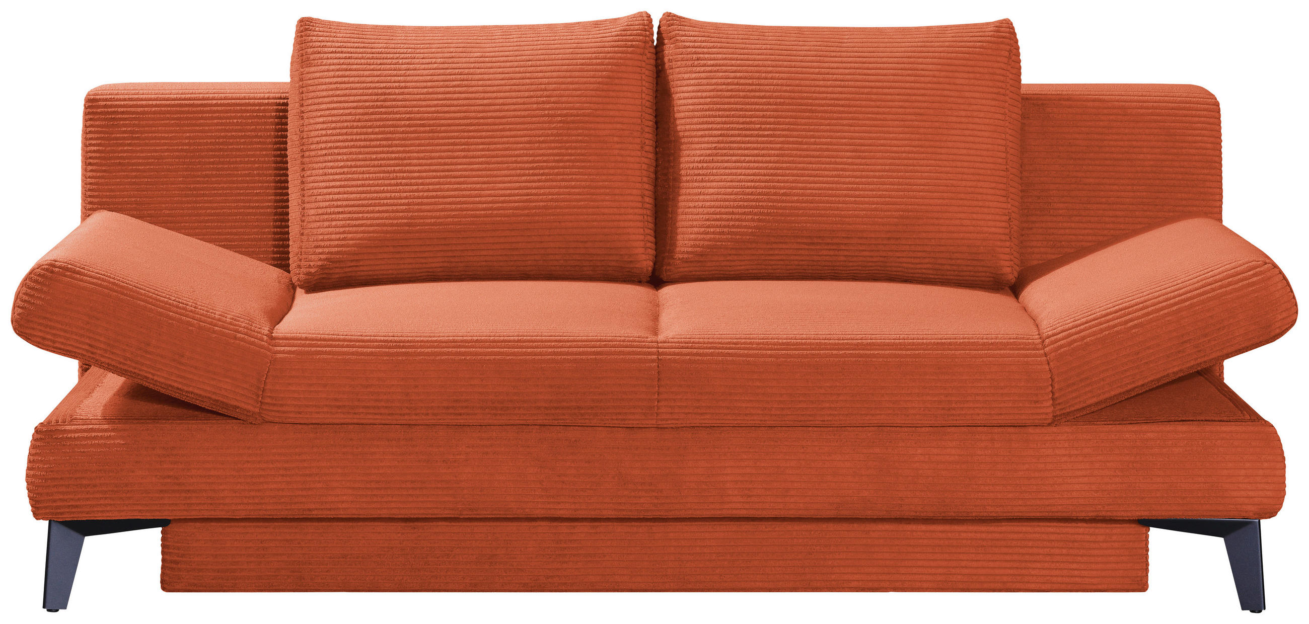 SCHLAFSOFA Cord Rostfarben  inkl. Bettkasten, Schlaffunktion, Armteilverstellung  - Rostfarben/Schwarz, Design, Textil/Metall (200/85/90cm) - Novel