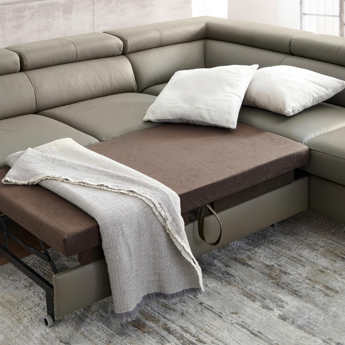 COLȚAR textil, piele nămol  - nămol/negru, Design, metal/textil (256/220cm) - Celina Home