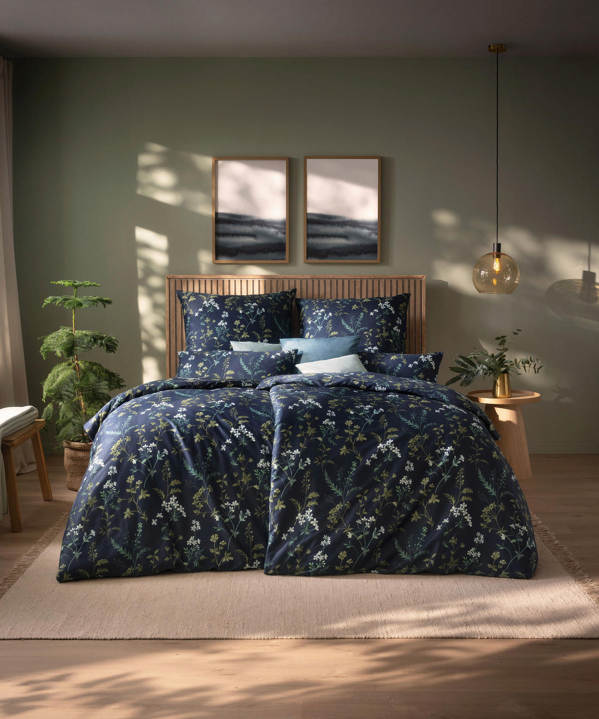 BETTWÄSCHE Atelier Makosatin 155/220 cm  - Dunkelblau, Design, Textil (155/220cm) - Estella
