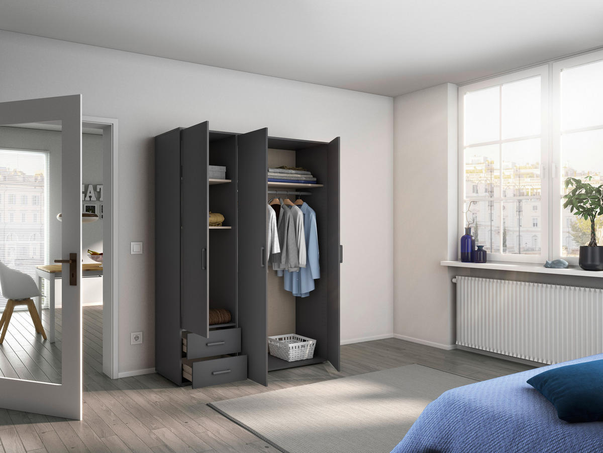 DREHTÜRENSCHRANK in Grau  - Grau, Modern, Holzwerkstoff/Kunststoff (140/194/53cm) - Rauch Möbel