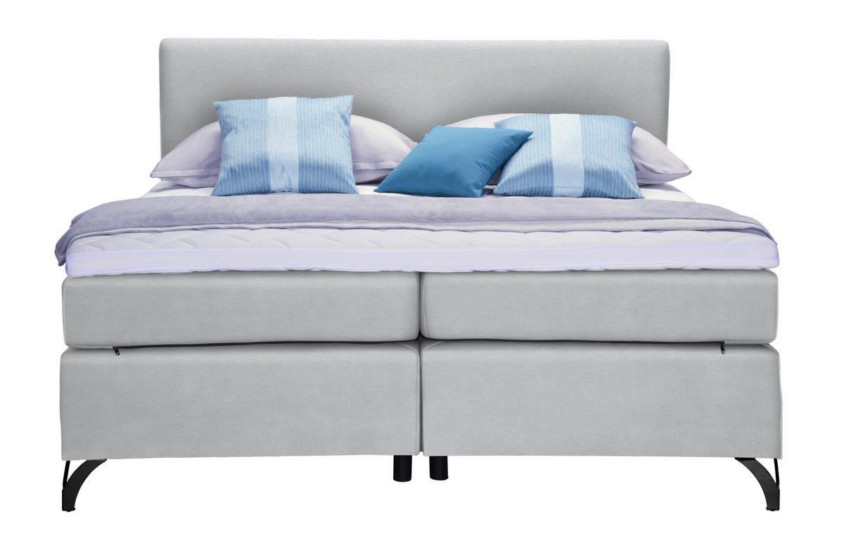 BOXSPRINGBETT 200/200 cm  in Hellgrau  - Hellgrau/Schwarz, Konventionell, Textil/Metall (200/200cm) - Esposa