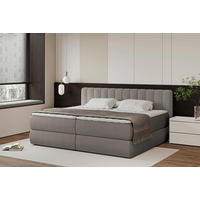 BOXSPRINGBETT 200/200 cm  in Taupe  - Taupe/Schwarz, Design, Kunststoff/Textil (200/200cm) - Chameo