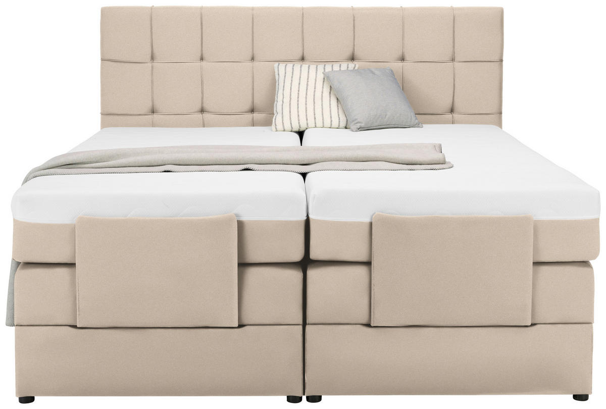 BOXSPRINGBETT 160/200 cm  in Beige  - Beige/Schwarz, Basics, Kunststoff/Textil (160/200cm) - Moderano
