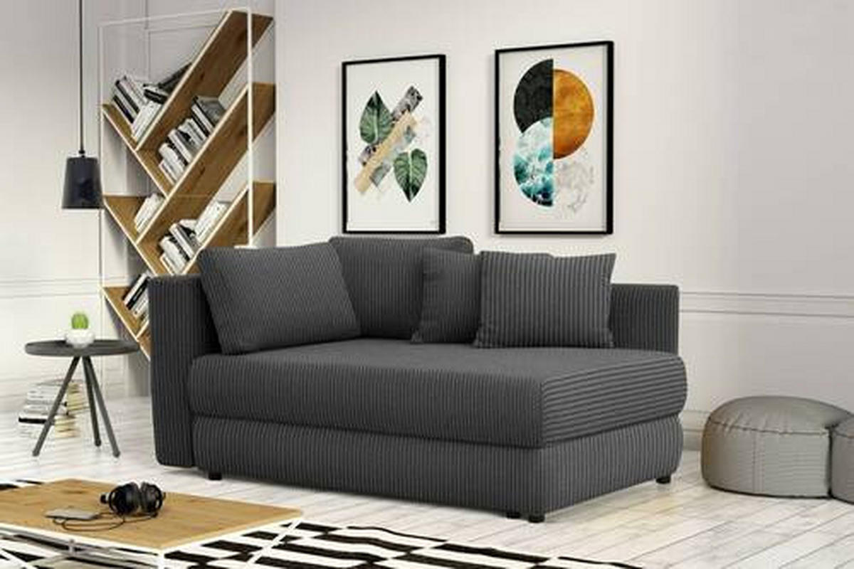 RÉCAMIERE Graubraun Cord  - Graubraun/Schwarz, Design, Kunststoff/Textil (171/71-88/93cm) - Cantus