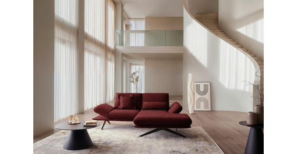 ECKSOFA  in Flachgewebe Rot  234/155 cm  - Rot/Schwarz, Design, Textil/Metall (234/155cm) - Dieter Knoll