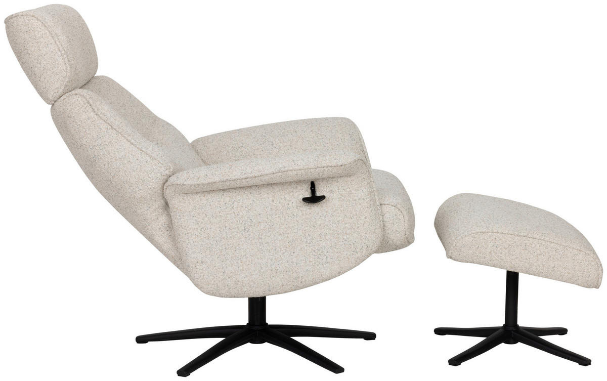 RELAXSESSELSET Bouclé    - Creme/Schwarz, Design, Holz/Textil (77/108/81cm) - Livetastic