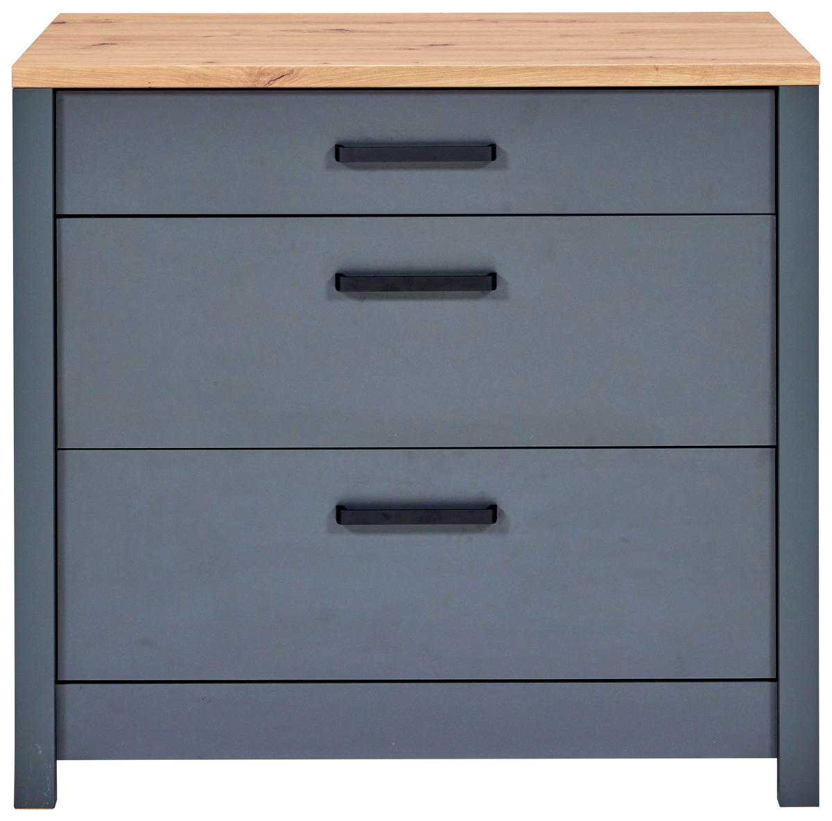 BÄNKSKÅP MED LÅDOR 100/92/60 cm  i antracit  - svart/ek Artisan, Modern, metall/trämaterial (100/92/60cm) - home24