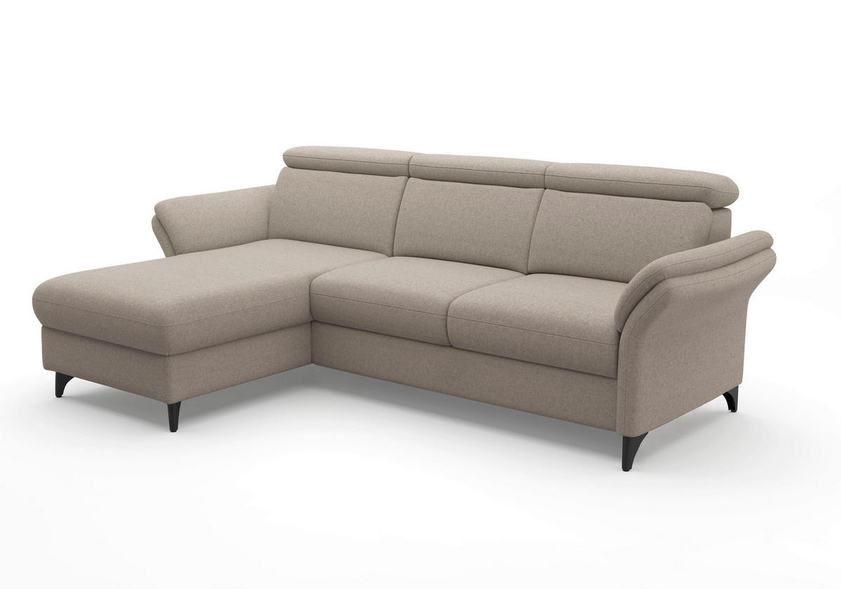 ECKSOFA GLENDALE E Taupe Flachgewebe  - Taupe/Schwarz, KONVENTIONELL, Textil/Metall (166/253cm) - Sit & More