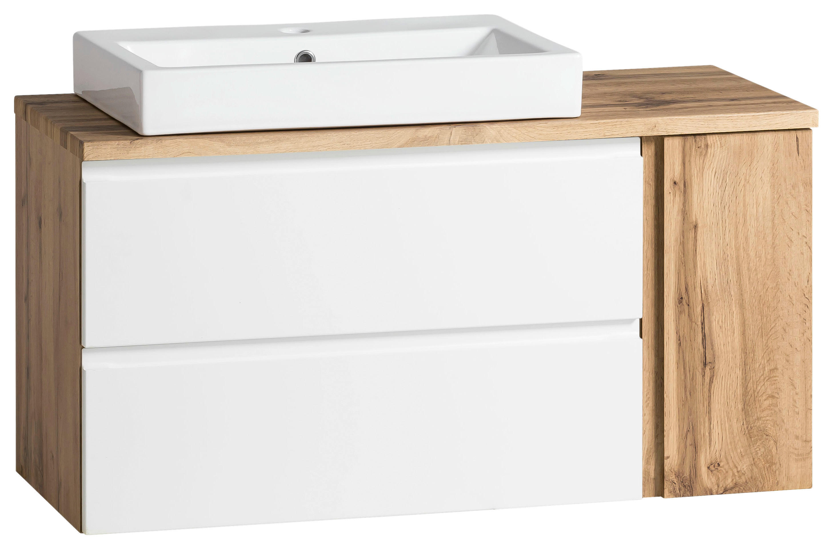 WASCHTISCHKOMBI 105 cm  - Eiche Wotan/Weiß, MODERN, Keramik/Holzwerkstoff (105cm) - Held