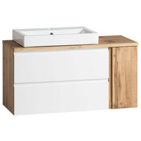 WASCHTISCHKOMBI 105 cm  - Weiss/Eiche Wotan, Modern, Keramik/Holzwerkstoff (105cm) - Held