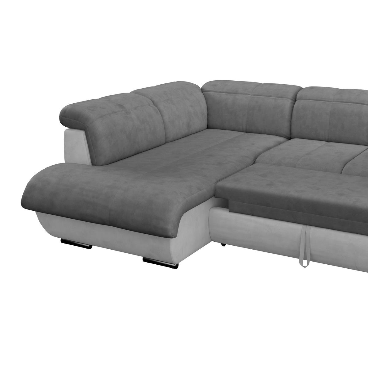 WOHNLANDSCHAFT in Mikrofaser Hellgrau, Dunkelgrau  - Chromfarben/Dunkelgrau, Modern, Textil/Metall (228/345/184cm) - MID.YOU